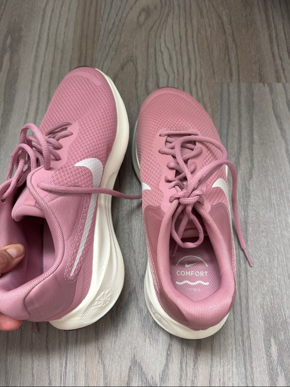 Nike Women's Pink Mesh Running Shoes with White Swoosh - Picture 7 of 7